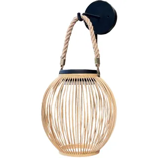 Lumisky Solar-Wandleuchte, kabellos, LED, Sunny SMALL ROUND aus Bambus, Boho-Stil, Isaline, Höhe 40 cm
