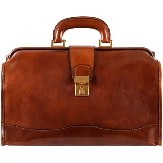 Time Resistance Arzttasche aus Leder – Lederhandtasche im Vintage-Stil – Aktentasche aus Leder für Damen und Herren (Cognac-Braun)