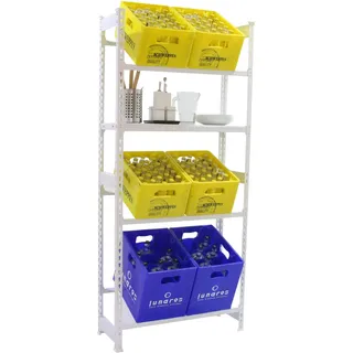 Simon Rack Simbottle - Metall-Flaschenregal mit 3 Regalen und 1 Fach, 1800 x 800 x 300 mm, Weiß, ideal für Gastgewerbe und Gewerbe.