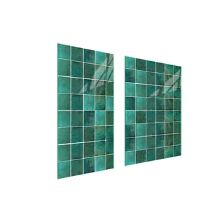 Herdabdeckplatten 2 teilig 75x52 Glaskeramikkochfeld Abdeckung Glas Schneidebrett Türkis Fliese