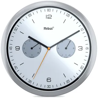 MEBUS Quarz-Wanduhr 26 cm 16102 silber