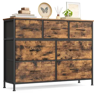 Songmics Sideboard mit 7 Schubladen vintagebraun/tintenschwarz