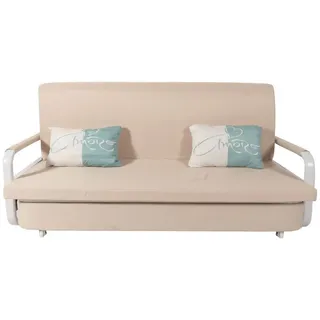 MCW Schlafsofa MCW-M83, Schlafcouch Couch Sofa, Schlaffunktion Bettkasten Liegefläche, 190x185cm ~ Stoff/Textil beige