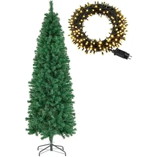 tectake Set Weihnachtsbaum MIT Lichterkette , pulverbeschichteter Metallständer mit Kunststoffkappen, grün , Grün , Dreieckig , 180 cm , Ce , Dekoration, Weihnachtsdekoration, Christbäume & Zubehör