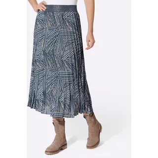 heine Plisseerock, rauchblau, beige, bedruckt
