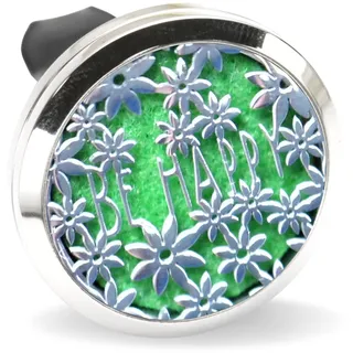 Zen'Arôme - Aroma Diffuser Clip Be Happy - Edelstahl Lufterfrischer für Auto-Lüftungsgitter - Einfache Anwendung - Aromatherapie - inkl. 5 wiederverwendbarer Filzpads für Ätherische Öle oder Parfum