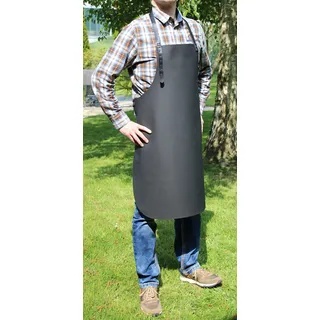 Förster-Fellnest Kräftige Grillschürze, echt Leder, Kochschürze - für Männer und Frauen - schwarz