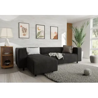 s-style möbel Eckcouch Cord 2-Sitzer Schwarz