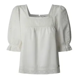 Pepe Jeans für Damen. PL305016 Everly Bluse weiß (XL), Lässig, Baumwolle, 3/4 Ärmel