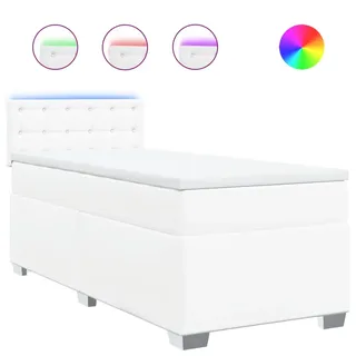 vidaXL Boxspringbett mit Matratze Weiß 100x200 cm Kunstleder - Weiß