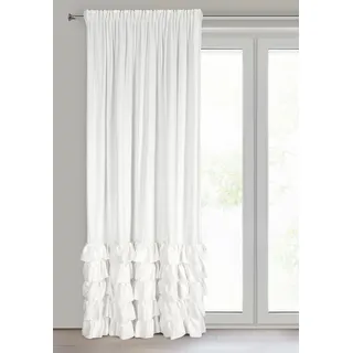 Eurofirany Carli Samtvorhang mit Rüsche, Velvet Vorhang mit Kräuselband -1 STK. Vorhang Blickdicht, Verdunkelung, Exklusiver Vorhang für Wohnzimmer, Schlafzimmer, 140x250 cm, Weiß
