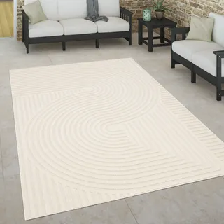 Outdoor Teppich Skandinavisch wetterfest Modern & Pflegeleicht für Innen & Außen Grösse 120x170 cm - Creme