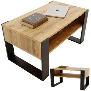 CraftPAK Couchtisch Holzwerkstoff rechteckig stabil Kiefer Milford 45/53,6/92cm , Kiefer Milford, Schwarz , Rechteckig , 92x45x53.6 cm , Wohnzimmer, Wohnzimmertische, Couchtische