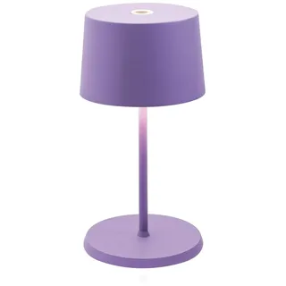 Zafferano, Olivia Mini Lampe, Tragbare und Wiederaufladbare Tischlampe mit Touch Control, Geeignet für Wohnzimmer und Außenbereich, Dimmer, 2700-3000 K, Höhe 22 cm, Farbe Lila