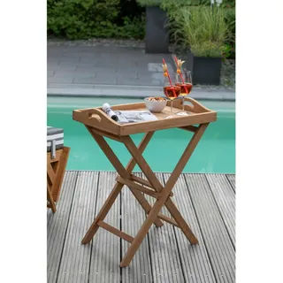 Gardenson Gartenklapptisch , Holz , Teakholz , rechteckig , X-Form , 40x75x60 cm , klappbar, wetterfest , Holzmöbel, Holztische, Klapptische Holz