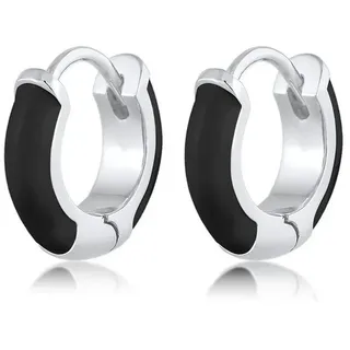 Elli Creolen Ohrringe Hänger schwarz 925 Silber Gr. 12