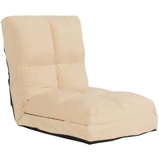 Mendler Schlafsessel HWC-N45 Samt 54 x 58 x 0 cm Beige mit Kissen und Rollen