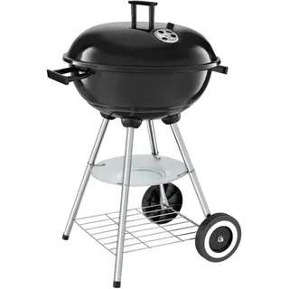 tectake Kugelgrill , Ø Rost 41,5 cm, schwarz/silber , Schwarz, Silberfarben , Metall , 75 cm , Grills, Holzkohlegriller