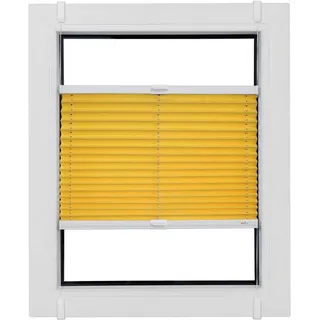 SUNLINES Plissee Young Style Energy Saving, verdunkelnd, ohne Bohren, verspannt, Klemmfix, nach Maß, mit Energiespareffekt, verspannt mit Simply-Fix Klemmträger gelb 30 cm x 120 cm