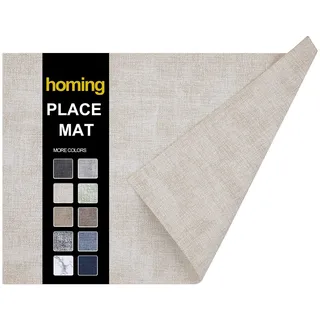 homing Kunstleder Hitzebeständig Platzsets 6er Set - Wasserdicht Abwischbar Platzsets für Esstisch Leicht zu reinigen Küche Beige Tischsets
