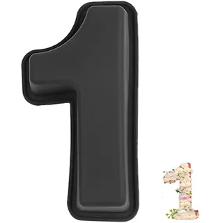 YXHZVON Kuchenform Zahlen Silikon Backform Zahl 1, Groß 3D Number Cake Zahlenbackform, Antihaftige DIY Motivbackformen für Kindergeburtstag, Hochzeit Jubiläum, Geburtstagstorte(Schwarz)