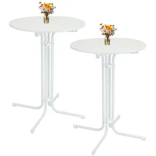 Trutzholm Stehtisch klappbar Ø 80 cm Höhe 110 cm Stahl Gastrotisch Partytisch Bistrotisch Tisch in Weiß