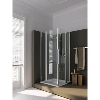 Koralle Eckdusche Pendeltür mit Festfeld-Halbteil myDay EPFS links 75 715-735x2000mm, VB00107520DA1, Duschkabine: Rahmen: Silber poliert, Glas: ESG