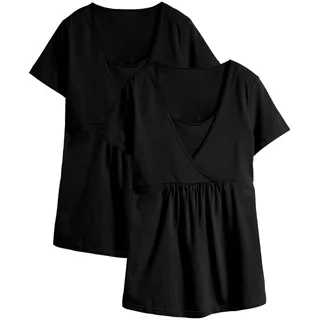bonprix "2-in-1 Umstands- und Stillshirts (2er Pack?)" Packung, 2 Stk. figurumspielende Passform, mit Wickelschnitt, schwarz, schwarz