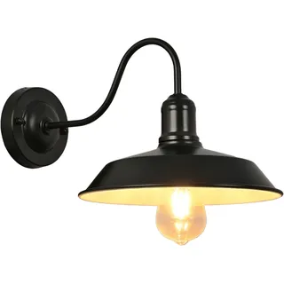 Moddeny Außenwandleuchte Retro, Schwanenhals E27, IP54, Schwarz | Robuste Außenleuchte aus Eisen, IP54 wetterfest, ideal für Veranda, Garage, Terrasse, Haustür und Scheune