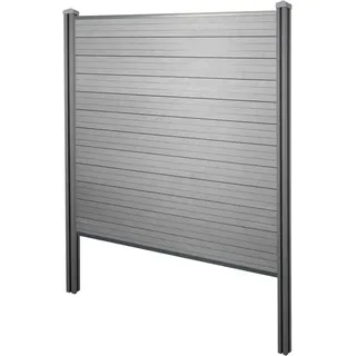 MCW WPC-Sichtschutz Savoie Windschutz Zaun WPC-Pfosten Zum Einbetonieren - Basiselement 195cm Grau
