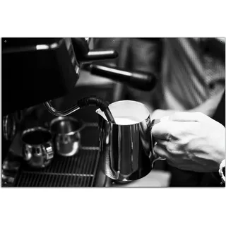 Wallario Outdoor-Poster für Garten oder Balkon, Motiv Barista - Einblick in ein Café, in ca. 61 x 91,50 cm - Schwarz