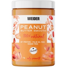 Weider Peanut Butter - Erdnussbutter - 100 Prozent gemahlene Erdnüsse - 100 Prozent natürlich - ohne Konservierungsstoffe - ohne Palmöl - ohne Salzzusatz - vegan - cremige Textur - 1 kg