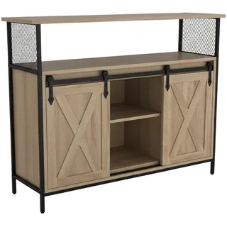Relaxdays Sideboard 80 x 100 x 33 cm Natur/Schwarz
