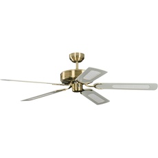 Bild von Potkuri 132 cm Deckenventilator messing antik/weiß/weiß-rattan