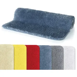 Spirella Badteppich Badvorleger Duschvorleger Fino Supersoft Hochflor waschbar, rutschfest Badematte 50x80 cm – Blau, Polyester, Blue, 50 x 80 cm