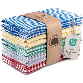 LAYNENBURG 10er-Set Premium Geschirrtücher kariert - 100% Baumwolle - 45x65 cm & Aufhänger - Oeko TEX Standard 100 - Küchentücher fusselfrei & modern - Vintage Küchenhandtücher (Mehrfarbig)