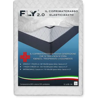 Matratzenauflage Fly 2.0 Frottee Jacquard mit Ecken, atmungsaktiv, knitterfrei, waschbar, kühl und warm, anpassbar an alle Matratzen – französisches Bett
