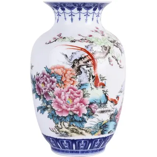 Handgefertigte blaue und weiße Porzellanvasen mit dünnem Körper, traditionelle, chinesische Chinoiserie, dünnwandig, Wintermelone, breite Öffnung, perfekt für Heimdekoration, Schreibtisch und