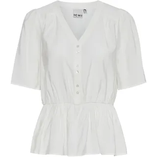 Kurzarmbluse ICHI "Damen Kurzarm-Bluse IHCINOMA", Damen, Gr. 40, weiß (cloud dancer), Obermaterial: 85% Viskose CV. 15% Polyester PES., Blusen Kurzarmbluse