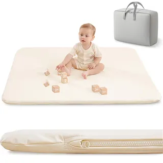 Spielmatte Baby 120x120x3cm, –Extra Dicke & Abdichtung & super weiche Bodenmatte aus veganem Leder schafft einen sicheren Spielbereich für die Kleinen – Krabbeldecke Baby, Kinderteppich
