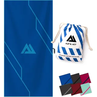 ALP & ACT Mikrofaser Handtuch für Fitness & Sport - 100% Recycelt - EXTRA KOMPAKT & saugfähig - Sporthandtuch für Gym, Yoga, als Saunahandtuch - Microfaser Handtücher & Fitnesshandtuch - blau, 180x90