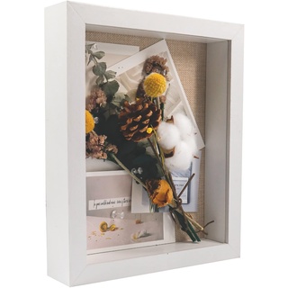 GraduatePro Bilderrahmen zum Befüllen Tief für Objektrahmen Weiß mit Glas Hochzeit 3D Box Deko Wand Oder Schreibtisch Family Geschenk 20x25 cm