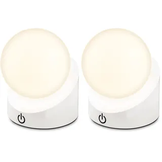 BRILONER - Mini LED Tischlampe kabellos IP54 mit Touch, dimmbar in Stufen, Akku & Lichtquelle tauschbar, Nachttischlampe, Kugel, LED Lampe, Akku Tischleuchte, Outdoor Lampe, 10x8x9 cm, Weiß