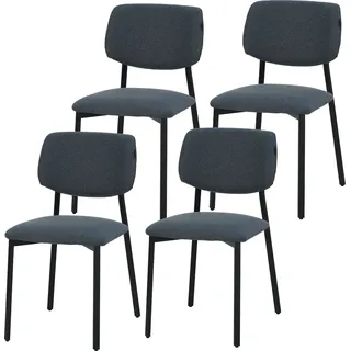RAVINO Designerstuhl A21– 4er Set Esszimmerstuhl gepolstert mit Stoffbezug, moderner Küchenstuhl mit Rückenlehne, Stuhl, belastbar bis 110 kg– Blau - Blau