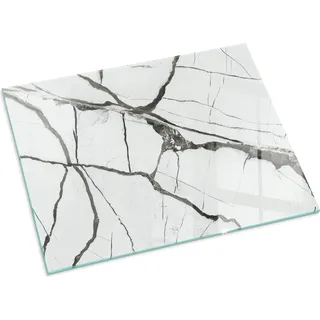 Marmor mit Aderung – Glasbodenplatte für – Kaminofen – Kaminplatte Glas – Schutzglas – Funkenschutzplatte –Glasbodenplatte Feuerfeste – Hitzeschutzplatte – Bodenschutz aus Glas – 80x60 cm