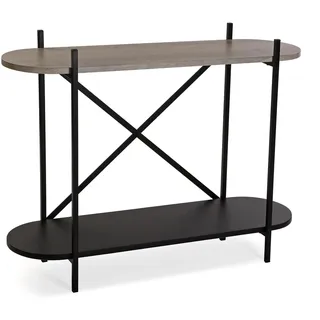 Versa Madison Schmales Möbelstück für den Eingangsbereich oder Flur, Moderner Konsolentisch, mit unterer Ablage, Maßnahmen (H x L x B) 76 x 33 x 100 cm, Holz und Metall, Farbe: Braun und Schwarz