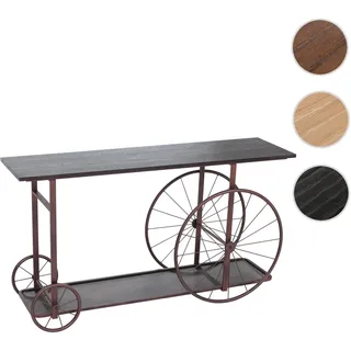Konsolentisch HWC-Q67, Telefontisch Tisch, Reifen Industrial Retro Holz 81x150x40cm ~ schwarz Metall