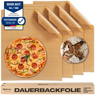 NetroxHome® – Grillmatte & Dauerbackfolie (4er Set) für Grill und Backofen – wiederverwendbare Grillmatte – extrem hitzebeständig, antihaft & wiederverwendbar – 100% lebensmittelfreundlich – 36x42cm