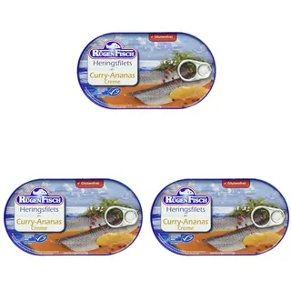 Rügenfisch Heringsfilet in Curry-Ananas Creme, 200g (Packung mit 3)