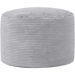 I.C.O.N. Icon Milano Cord Sitzsack Hocker mit Füllung, Grau | In Deutschland Hergestellt, Sitzsack Pouf Hocker, Flauschiger Cordstoff, Fußhocker für das Wohnzimmer und Schlafzimmer